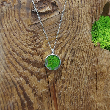 Wisiorek mały srebrny z mchem